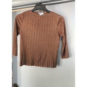 Lana Lee Women brown 3/4 Sleeve Top Size Small Petite